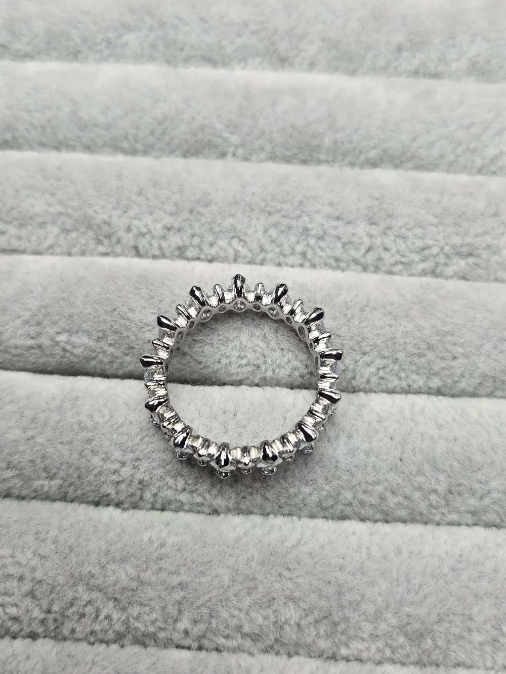 Size 7 Aquamarine Cubic Zirconia Eternity Ring Rhodium Plating Bomb Party